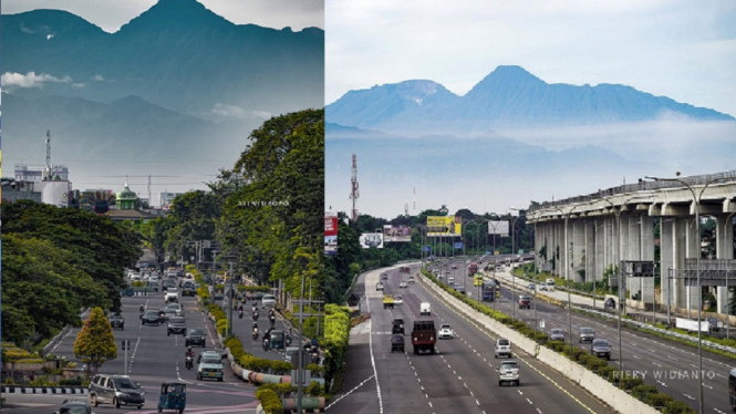 Foto Gunung Gede Pangrango Tampak Jelas dari Jakarta Diperdebatkan, Ini Kata Fotografer (Foto Kolase Instagram)