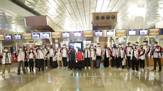 Tim Bulutangkis Indonesia tiba di Perkampungan Atlet Olympiade Tokyo