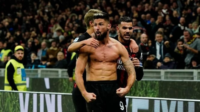 Oliver Giroud cetak gol penentu kemenangan AC Milan vs Spezia
