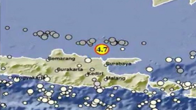 Gempa Bumi Magnitudo 4.7 Mengguncang Barat Laut Bangkalan