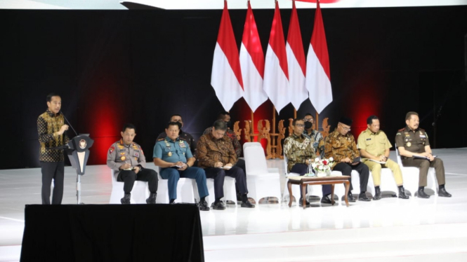 Presiden Joko Widodo berikan arahan di Rakornas Forkopimda 2023.