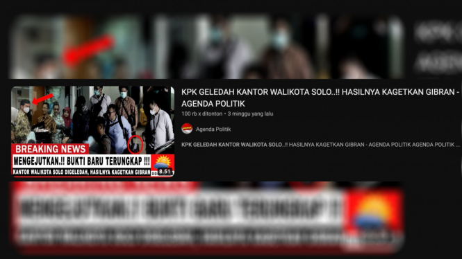 Unggahan Youtube "KPK Geledah Kantor Wali Kota Solo Gibran"