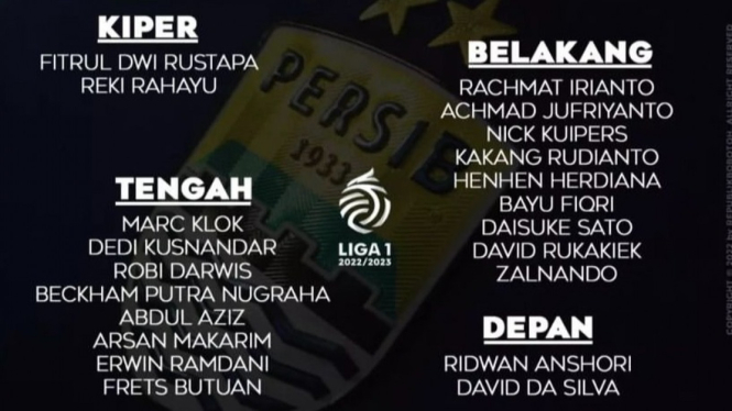 Formasi persib Bandung Kontra Bhayangkara FC