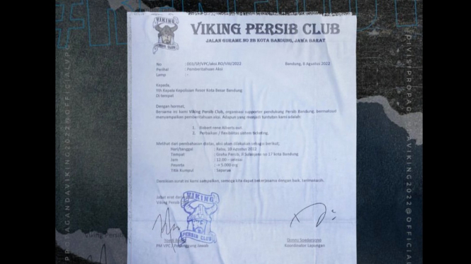 Surat tuntutan Viking Persib
