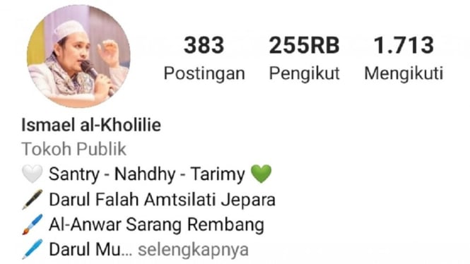 Akun instagram lama Lora Ismail Amin Kholil