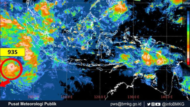 Tangkapan Layar Bibit Siklon Tropis 93S