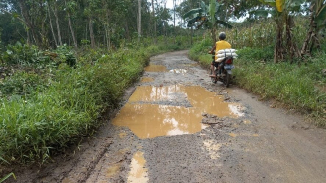 Kondisi jalan rusak parah di Dusun 8 Tanjung Baru Desa Mulang Maya