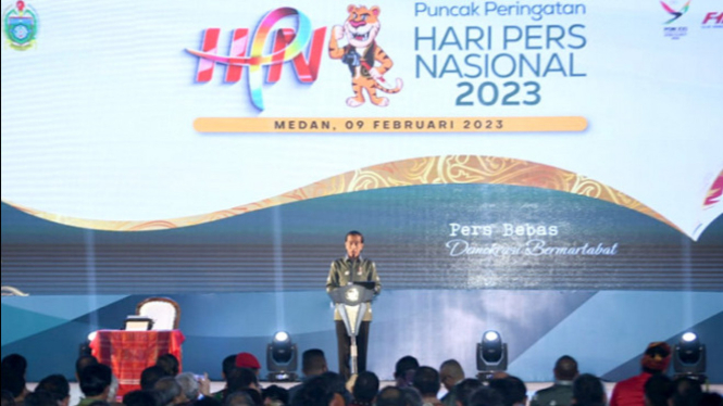 Jokowi pada puncak Hari Pers Nasional (HPN) 2023 di Sumut.