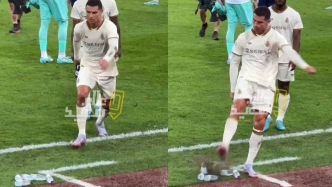 Momen Cristiano Ronaldo emosi usai Al Nassr kalah dari Al Ittihad.
