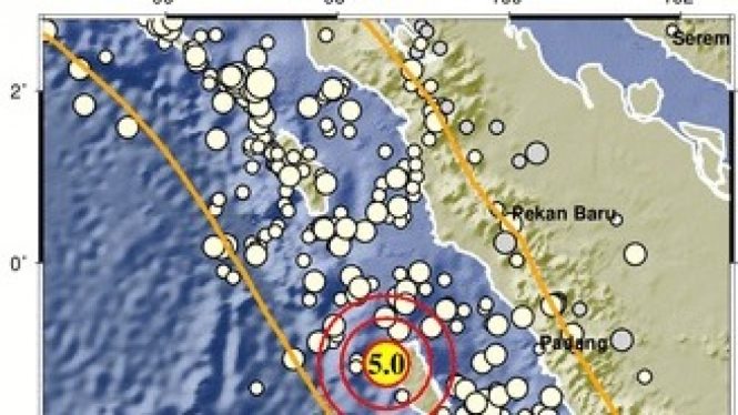 Peta Guncangan Gempa Mentawai 5.0
