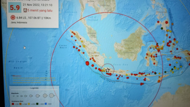 Peta Guncangan Gempa Cianjur