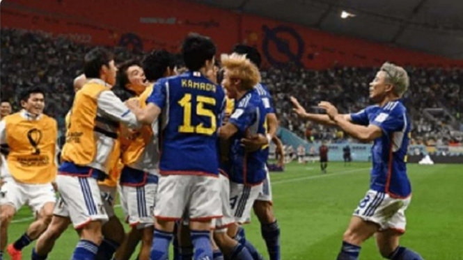 Pemain Tinas Jepang Rayakan Gol Ketika Lawan Jerman