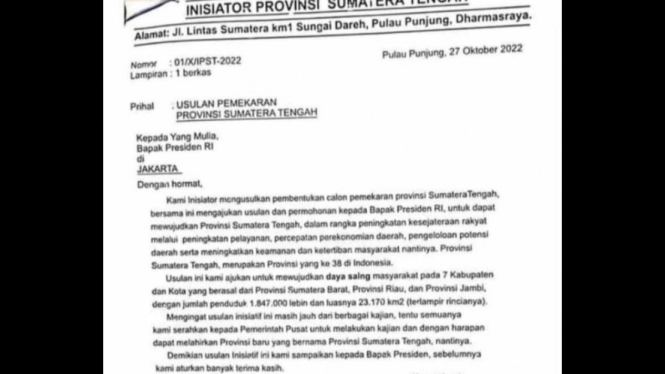 Tangkapan Layar Salinan Dokumen Usulan Provinsi Sumatra Tengah