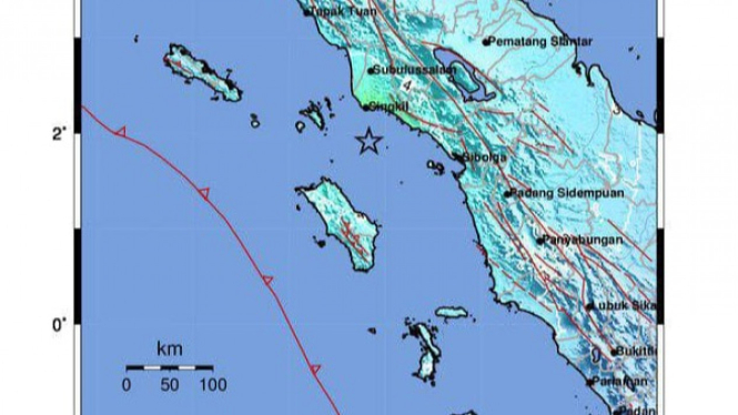 Peta Guncangan Gempa Aceh Singkil