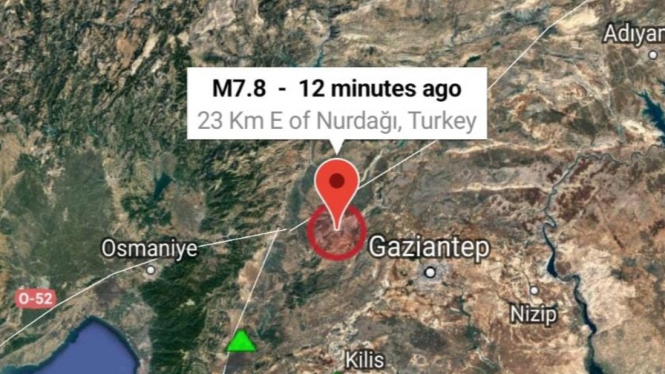 Peta Guncangan Gempa Turki